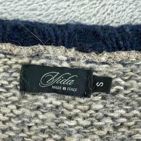 Vida Womens S Long Open Cardigan Sweater Striped Wool Blend 3156 - Picture 3 of 9